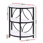 Artiss Semi-Circle End Table 3 Tier Coffee Table Side Nightstand Shelf Marble Effect White&Black