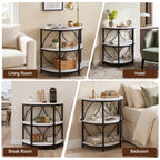Artiss Semi-Circle End Table 3 Tier Coffee Table Side Nightstand Shelf Marble Effect White&Black
