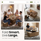 Fittro 3-in-1 Lift Top Coffee Table with 4 Chairs, Dining Table Work Desk Built-in Storage, Hydraulic Swivel, Lockable Castors, Space-Saving for Living Rooms & Flats, Apartments