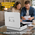 Cash Box With Security Locker And Security Cable, Money Box/Cash Tin With Money Tray For Saving Organizer-White