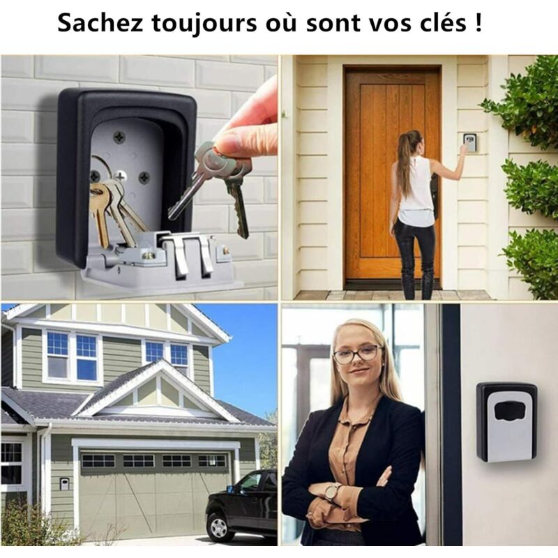 Outdoor Security Key Box, Wall Mounted Key Box With 4 Digit Code, 5 Keys Security Storage Key Holder Box, For Home
