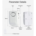 Water Leak Alarm 130Db, 95Cm Long Cable With Sensor, Home Security Water Leak Detection Alarm, Battery Included