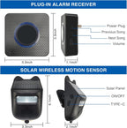 Driveway alarm - Entry detector - Solar driveway alarm - Motion detector - Wireless = Security - Wireless solar driveway alarm - Motion detector - Doorbell - DIY security system - (1 sensor and 2 doorbells)