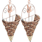 2pcs Wall Hanging Flower Basket Cone Shaped Iron Plastic Coffee