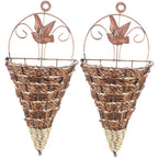 2pcs Wall Hanging Flower Basket Cone Shaped Iron Plastic Coffee