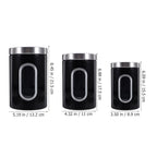Black Stainless Steel Airtight Tea Canister Set for Household Use 3Pcs