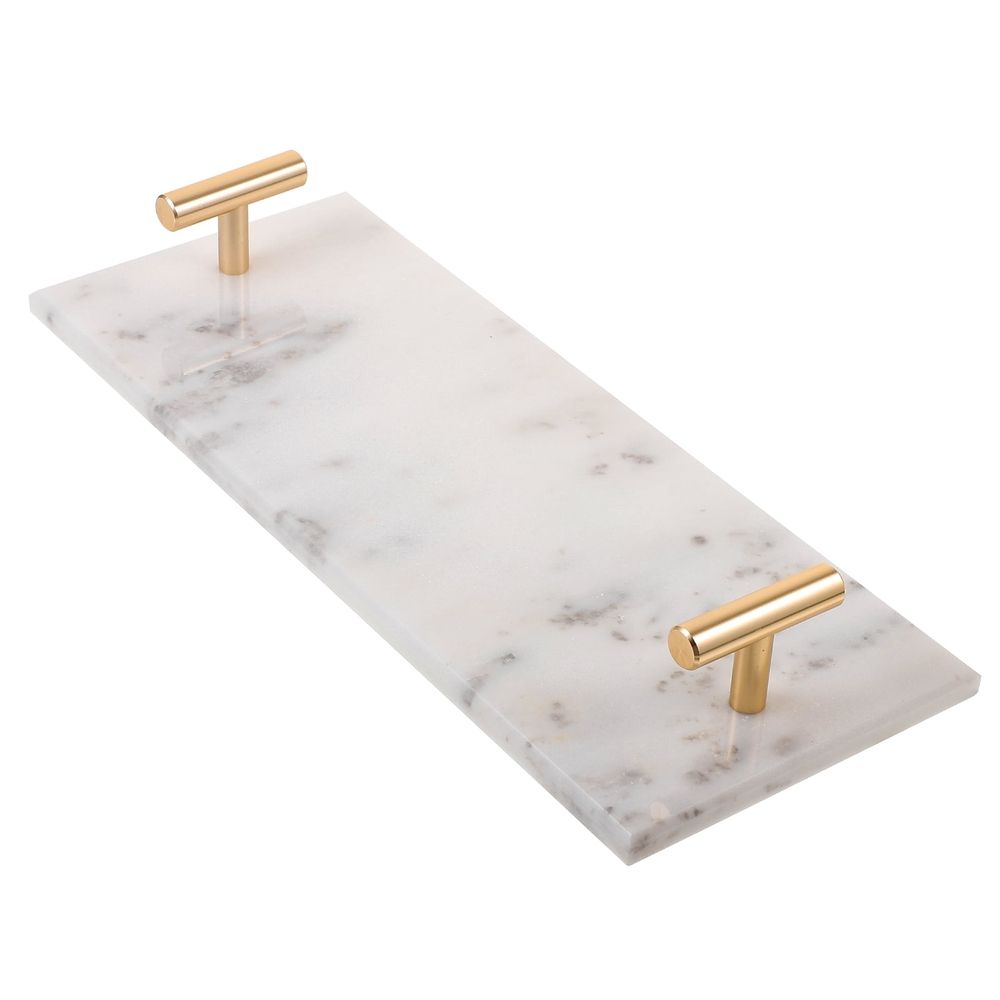 1Pc White Marble Serving Tray for Home Dessert Display and Coffee Storage