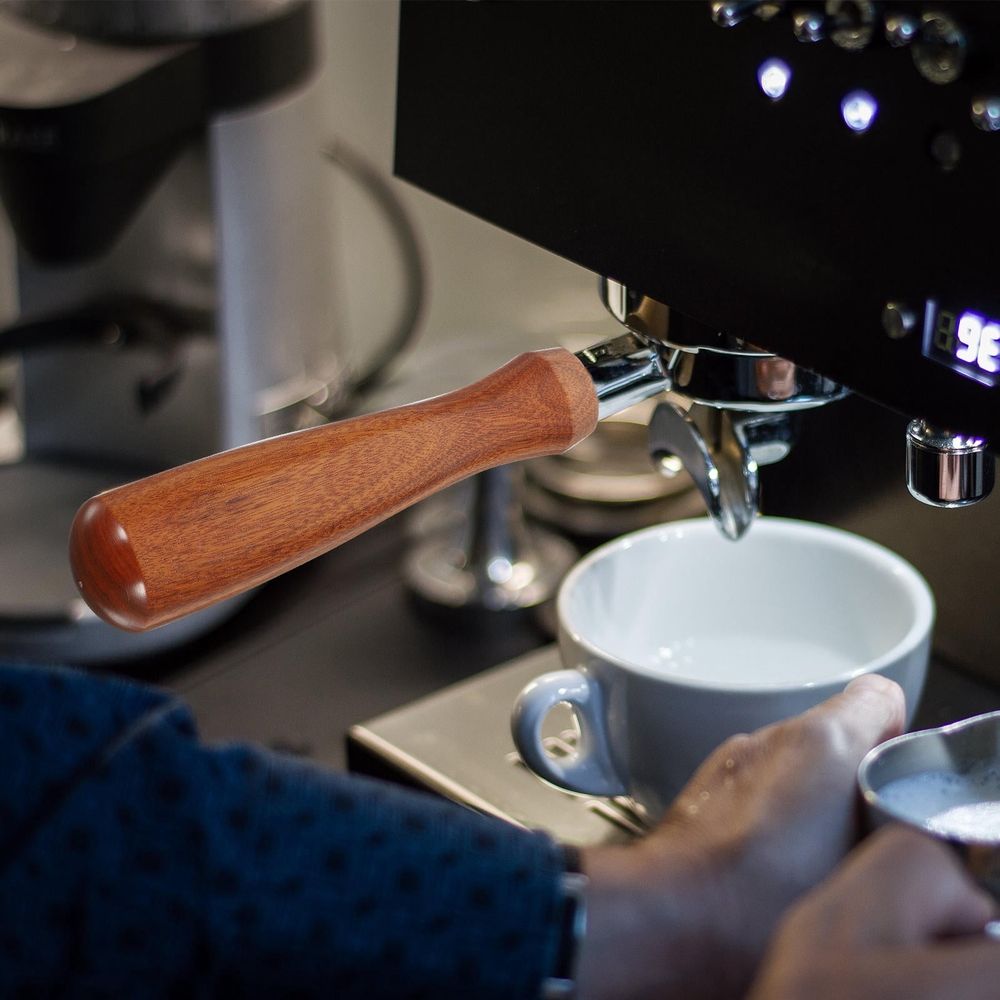Coffee Portafilter Handle Brown Wood Metal for Pan Easy to Hold
