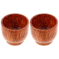 2Pcs Handcrafted Natural Wood Mug Chocolate Finish Smooth Rounded Edges for Tea Wine