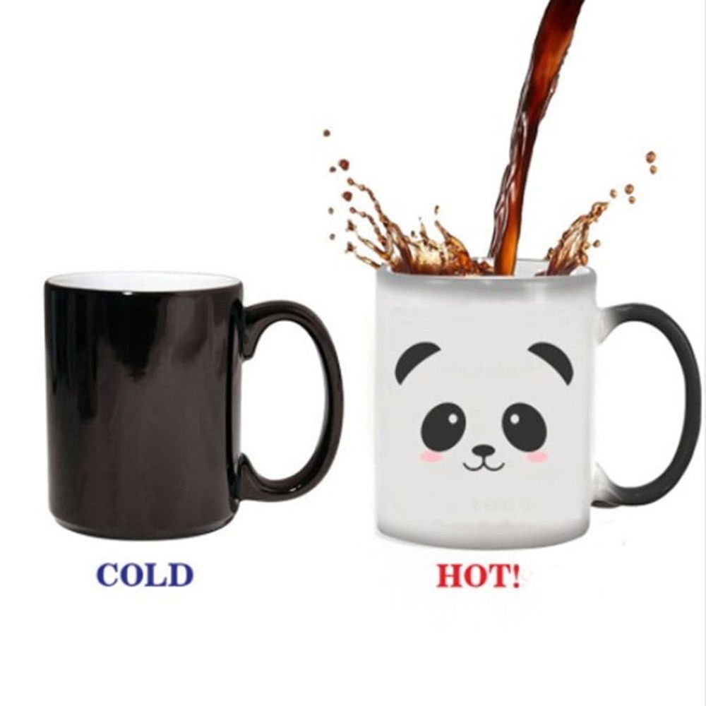 Colour Changing Cup Ceramic Round 1PC For Office Use Black White